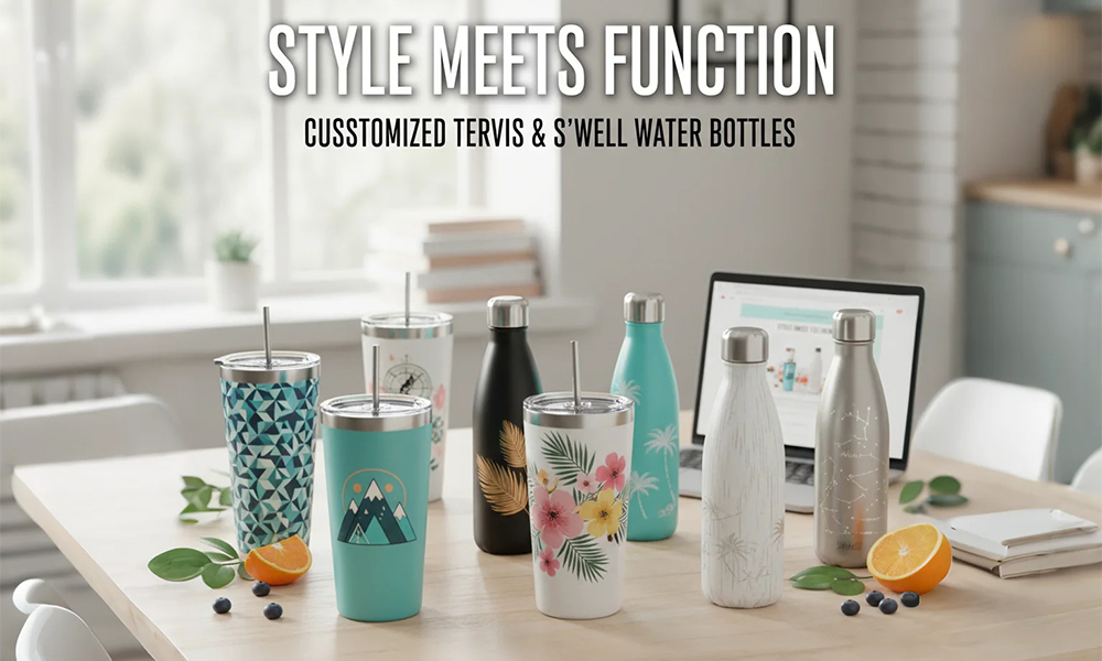Customized Tervis and S’well insulated water bottles